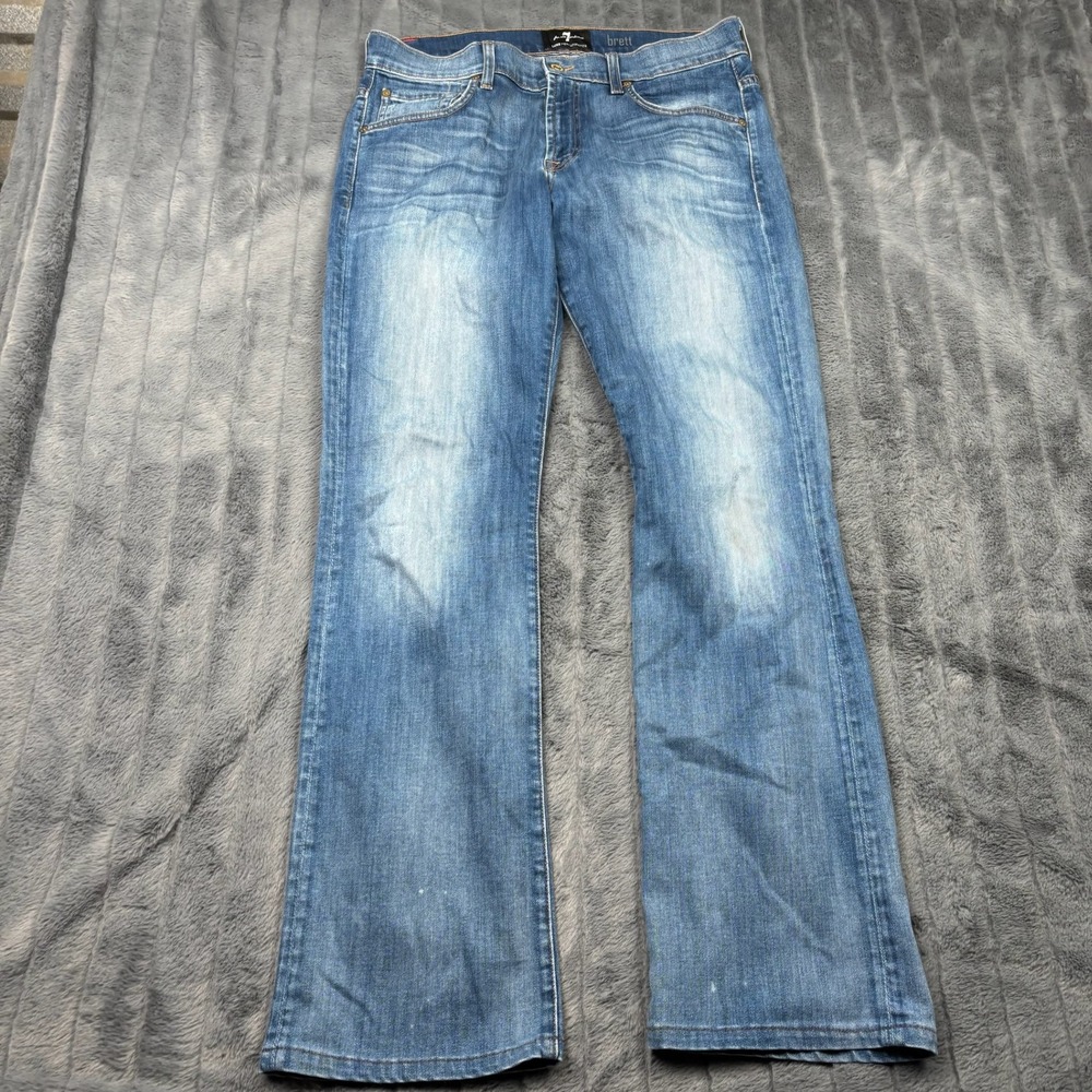 7 For All Mankind Brett Luxe Performance Bootcut Jeans Blue 33x31.5 Made in USA